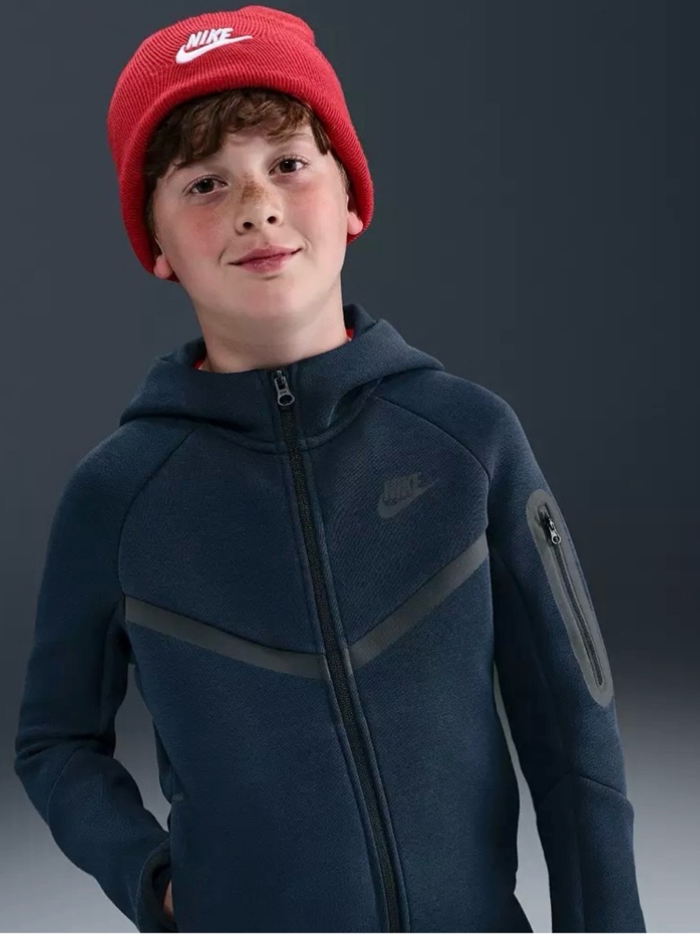 Nike Tech Navy Zip Hoodie Youth Large